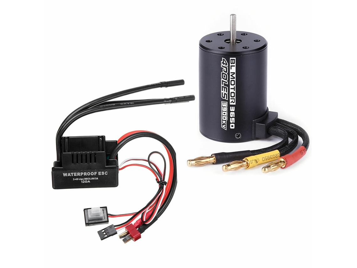 Conector T Nº 3650, Motor 3900kv com Esc Brushless de 120a para Peças de Automóveis Rc 1/8 e 1/10. MDUG