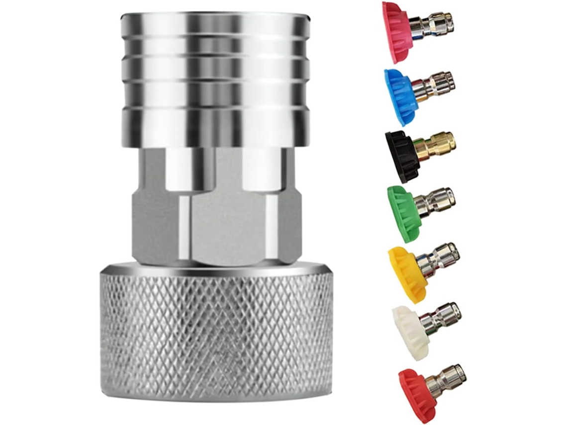 Bocal De Alta Pressão 7 Em 1 Com Adaptador Ajustável Aço Inoxidável