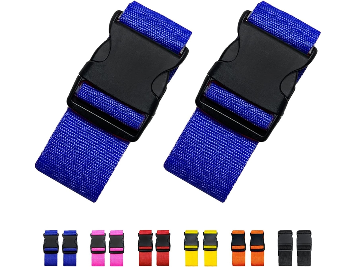 Cinto De Bagagem Ajustável, Pacote Com 2, Compatível Com Tsa, Azul, Com Fivela Resistente Para Malas De Viagem Elysve