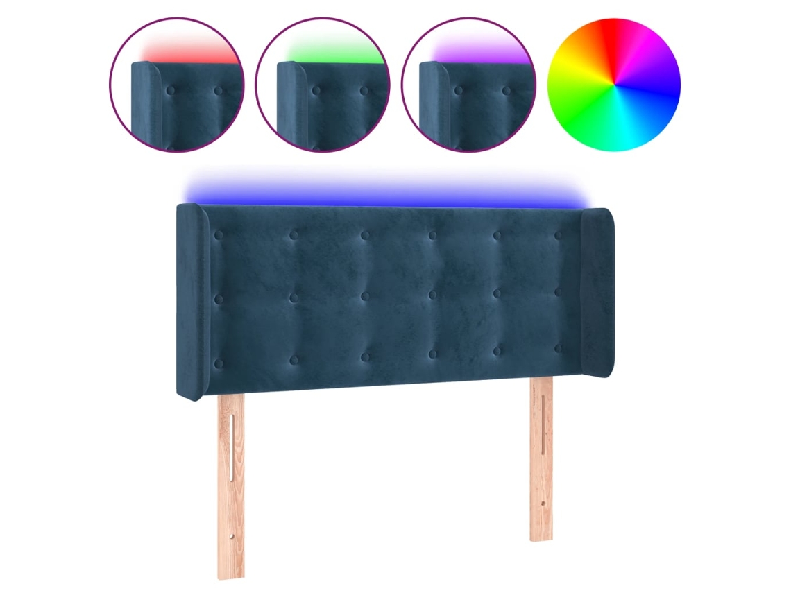 Led Headboard, Led Headboards Vidaxl Azul Veludo (103 X 16 X 78/88 Cm)