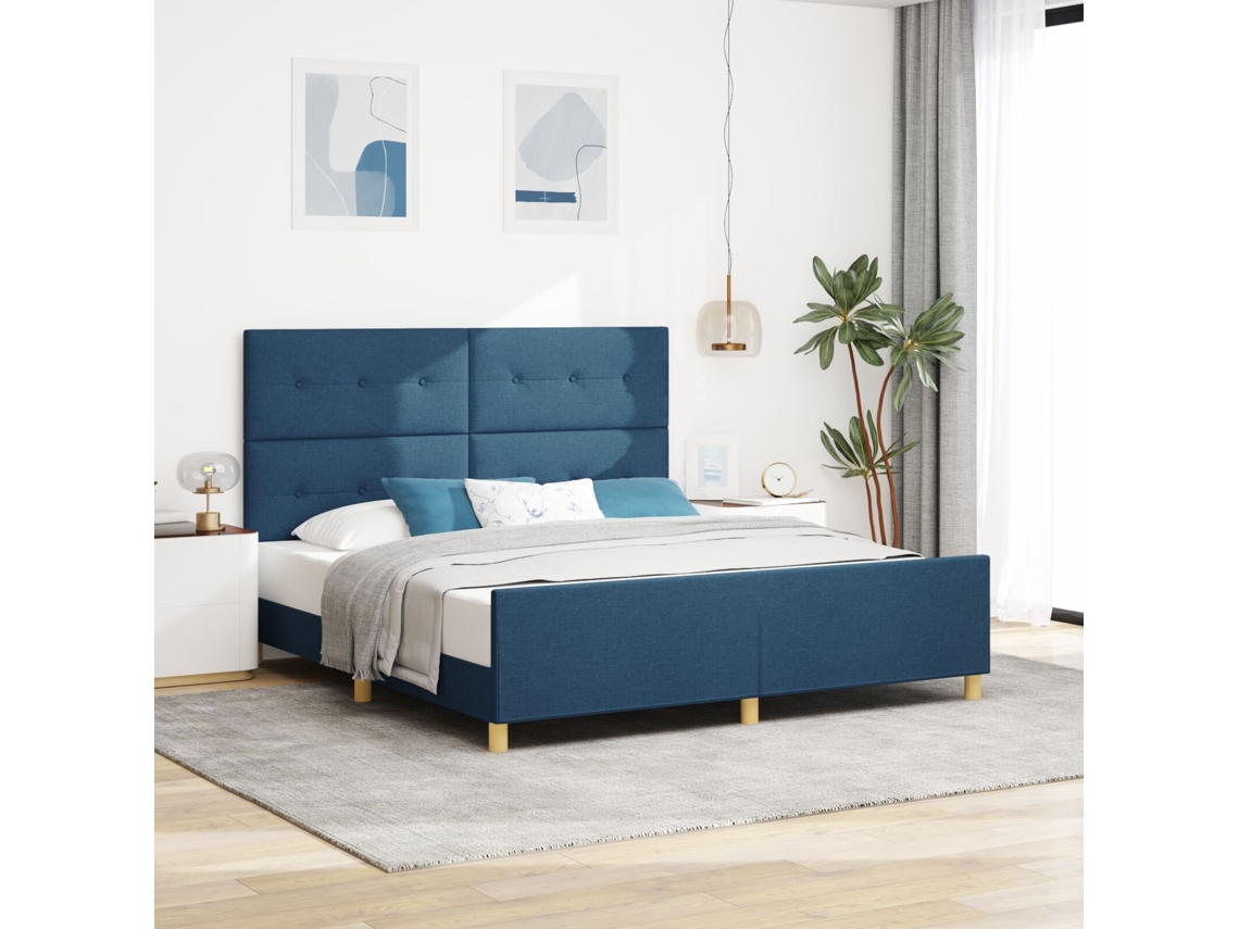 Cama Lovely Home Madeira Tecido Azul (180x200)