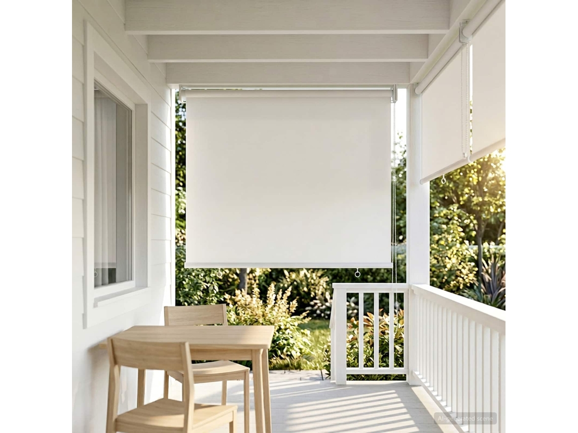 Vidaxl Persiana De Rolô Para Exterior Com Proteção Uv Branco Poliéster