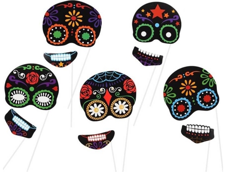 Decoração para Halloween  Máscaras Dia Dos Mortos Para Photobooth