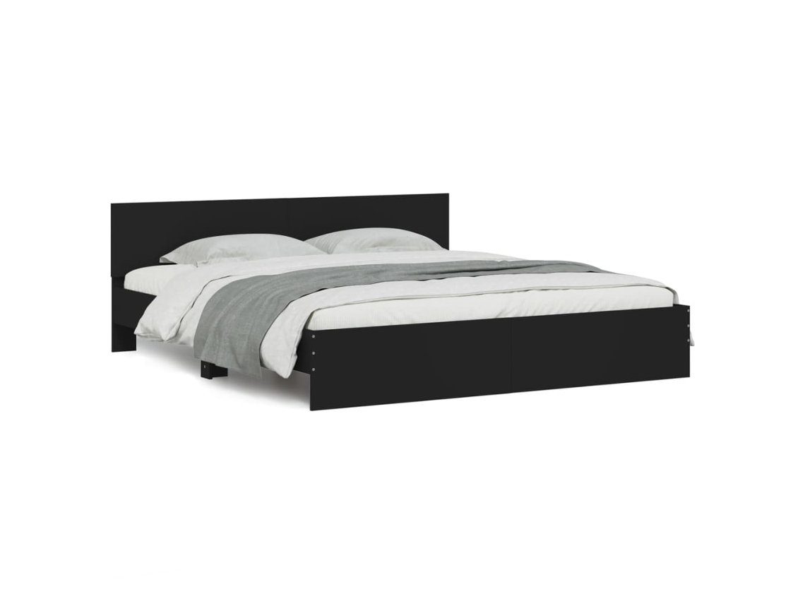 Bed Frame, Bed Frames Vidaxl Preto Madeira Processada (200 X 200 Cm)