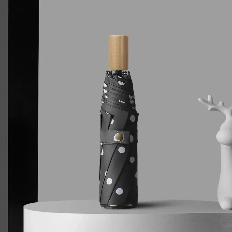 Guarda-sol Feminino Estilo Retrô, Preto, Com Adesivo Na Parte De Trás Para Proteção Solar E Uv, Resistente Ao Vento.