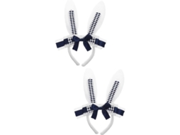 Tiara De Orelhas De Coelho Para Cosplay Com Laço (2 Peças) - Acessório Adorável Para Festas, Fantasias E Eventos.
