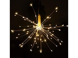 Cordão de Luz Lef Estilo Fogos de Artifício em Fio de Cobre Branco Quente Alimentado Por 4Aa com Controle Remoto