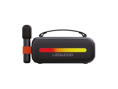 Coluna De Karaoke Bluetooth Portátil De 130 W Com Microfone Sem Fios E Efeitos Led Preto Ledwood