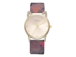 Lvpai Relógio Feminino de Quartzo com Pulseira de Pu Estilo Simples Orelhas de Gato 1