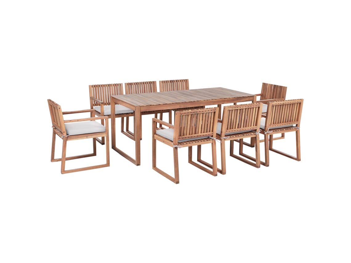 Conjunto De Comedor Exterior 8 Plazas Beliani Sassari Premium De Madera De Acacia Certificada Marrón 180x90x75