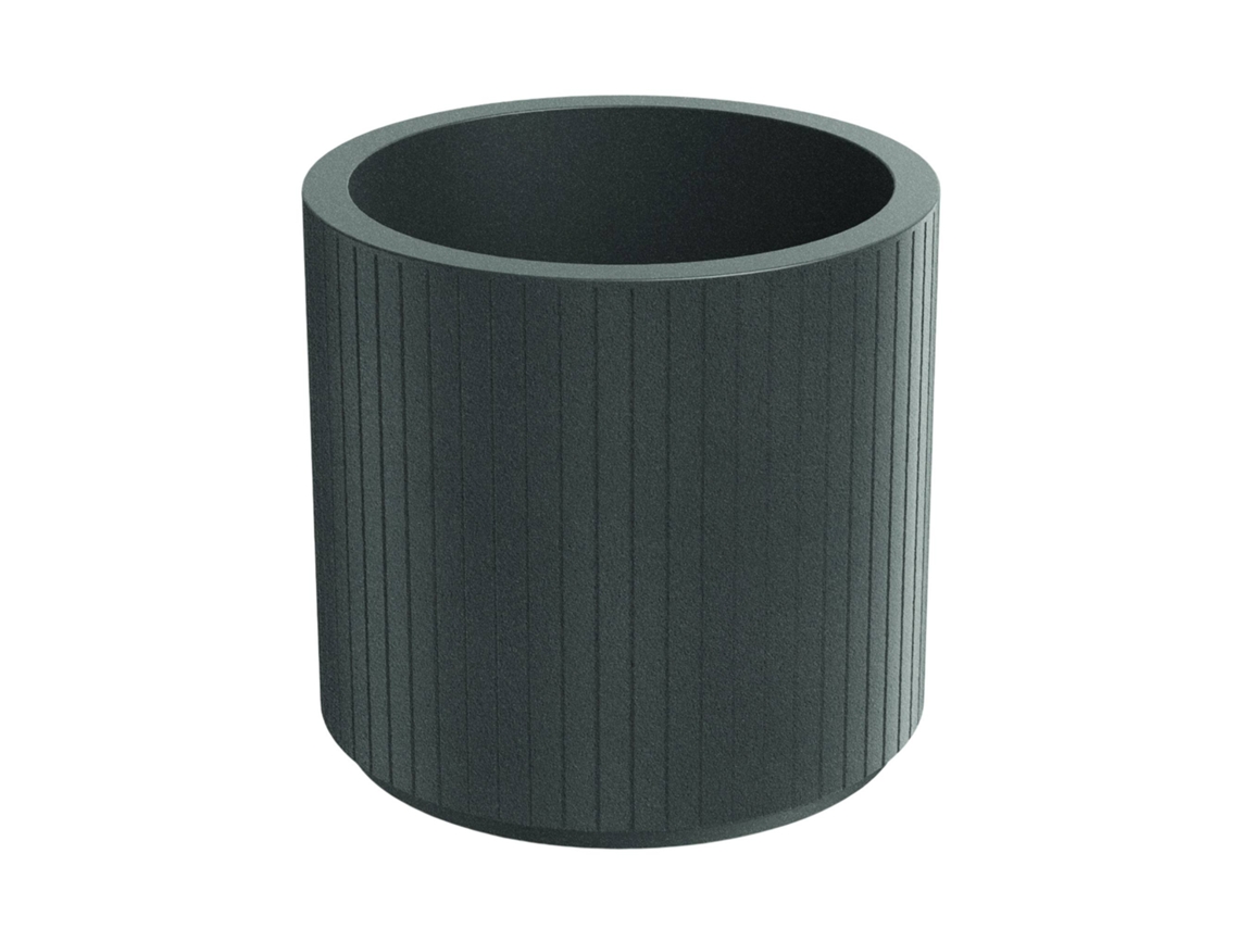 Vaso De Flores Redondo Rotomoldado Well Home Coro, Grafite, Ø48x45