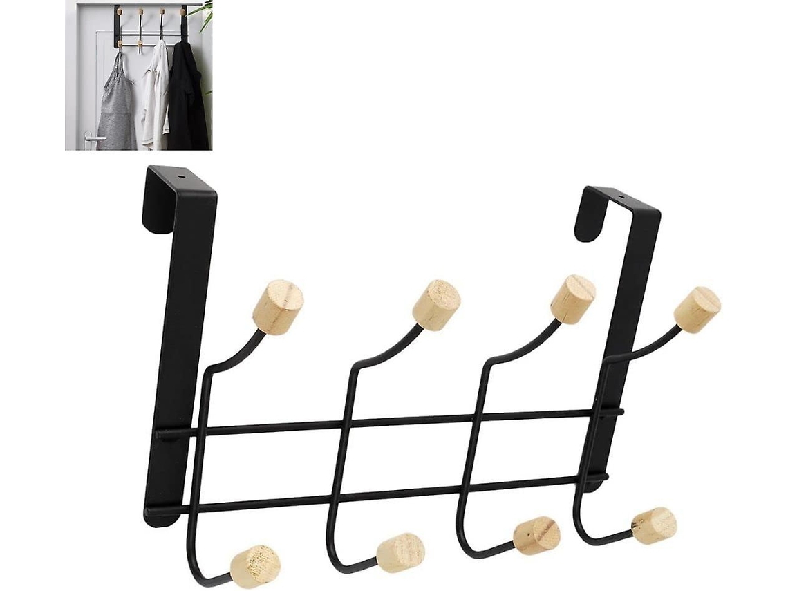Ganchos de porta Slowmoose para quarto, banheiro e cozinha (metal preto, 8 ganchos)