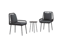 Conjunto 3 Conjunto De Móveis De Jardim Vidaxl Preto Vime Pe (109 X 63 X 83 Cm)