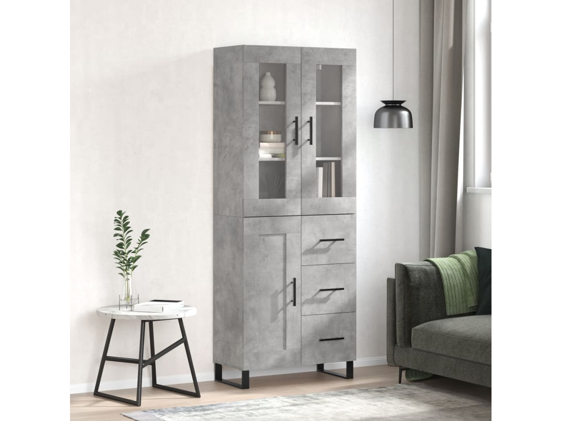 Vidaxl Armário Alto 69,5x34x180 Cm Derivados De Madeira Cinza Cimento