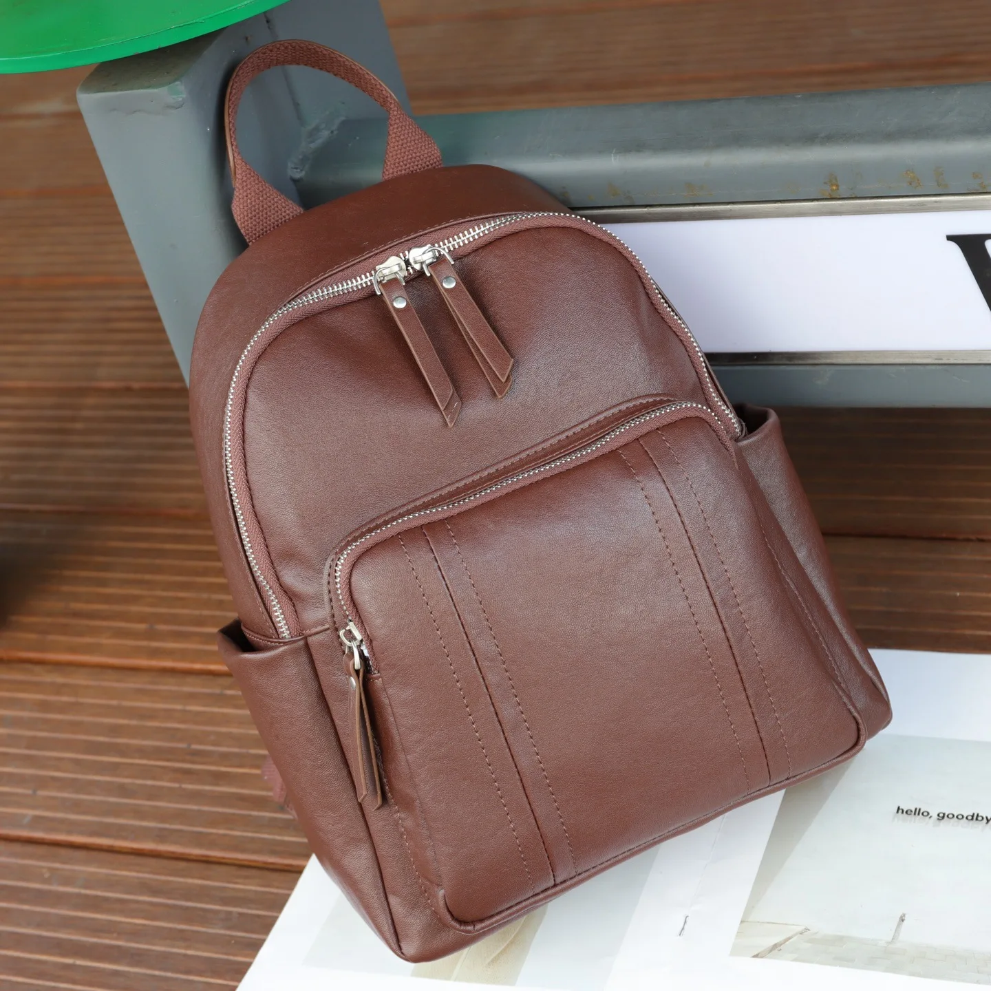 Mochila Feminina Em Couro Genuíno (3304-marrom), Mochila De Viagem De Luxo De Alta Qualidade, Bolsa Feminina Multifuncional Em Couro Bovino