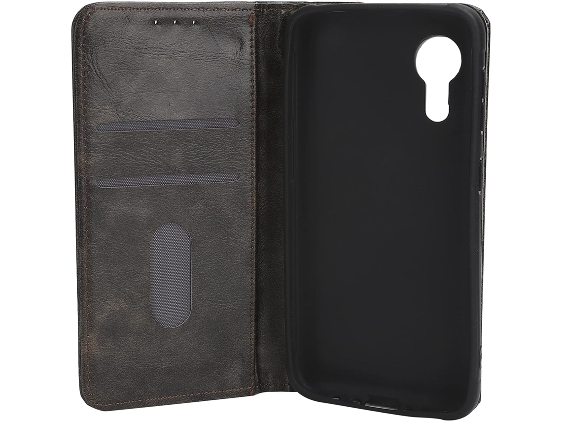 Capa De Celular Em Couro Resistente A Impactos Com Compartimento Para Cartão