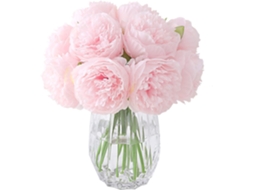 Conjunto de 10 Peônias Artificiais de Seda para Casamentos, Escritórios, Casas, Além de Decoração para Mesas AQUAFORGE (rosa Claro)