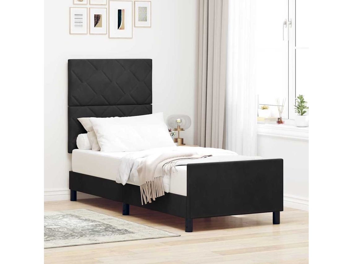 Vidaxl Cama Box Com Cabeceira Preto 80 X 200 Cm Veludo