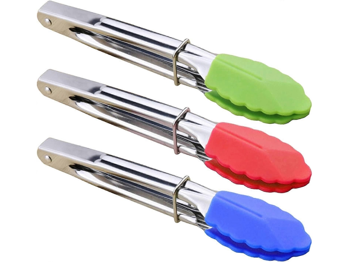 Pinças Pequenas Com Pontas De Silicone De 7 Polegadas Para Servir, Conjunto De 3 (verde, Vermelho E Azul)