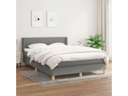 Cama com molas/colchão 140x200 cm tecido cinzento-escuro