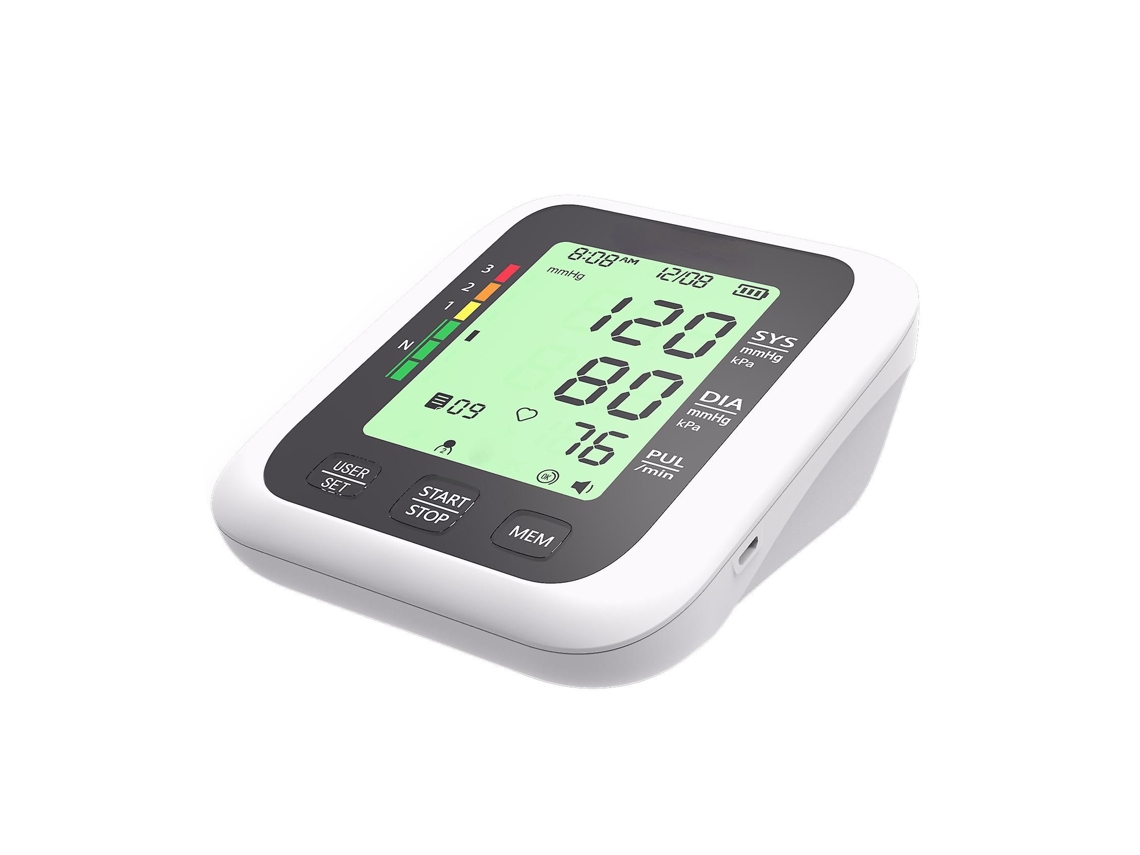 Monitor De Pressão Arterial De Braço Com Visor Digital Lcd, Operação Com Um Toque, Portátil E Com Duas Memórias.