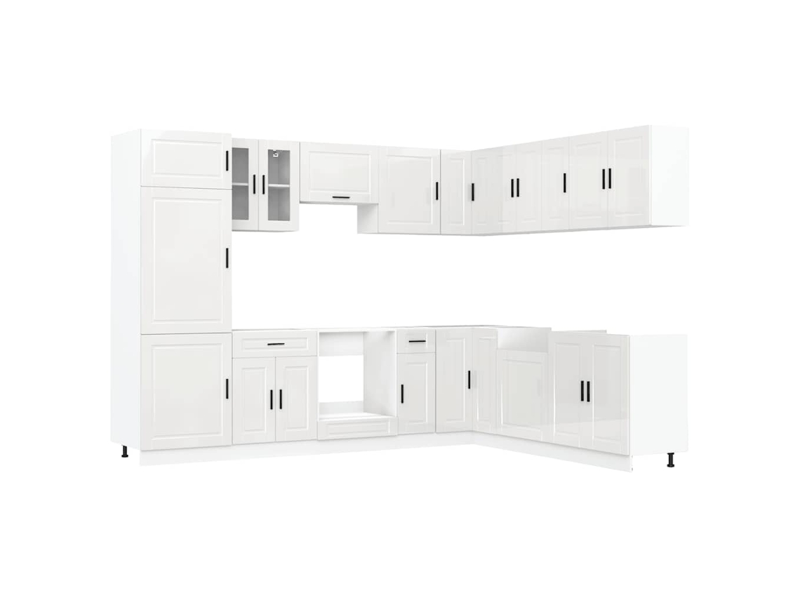 Conjunto 14 armário de cozinha conjunto Porto VIDAXL brilho branco