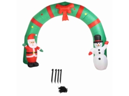 Arco Inflável de Natal Iluminado com Pai Natal e Boneco de Neve LAXISCREED