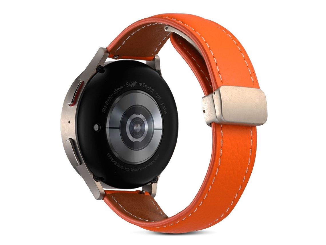 Bracelete de Couro Genuíno Liberação Rápida 22Mm com Fivela para Realme Watch 3/Huami Amazfit Gtr 4/Gtr 4 Pro Laranja