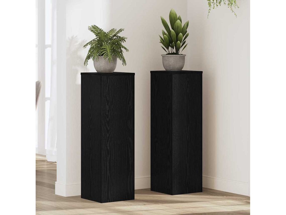 Vidaxl Suporte Para Plantas 2 Unid. Carvalho Preto 25 X 25 X 80 Cm