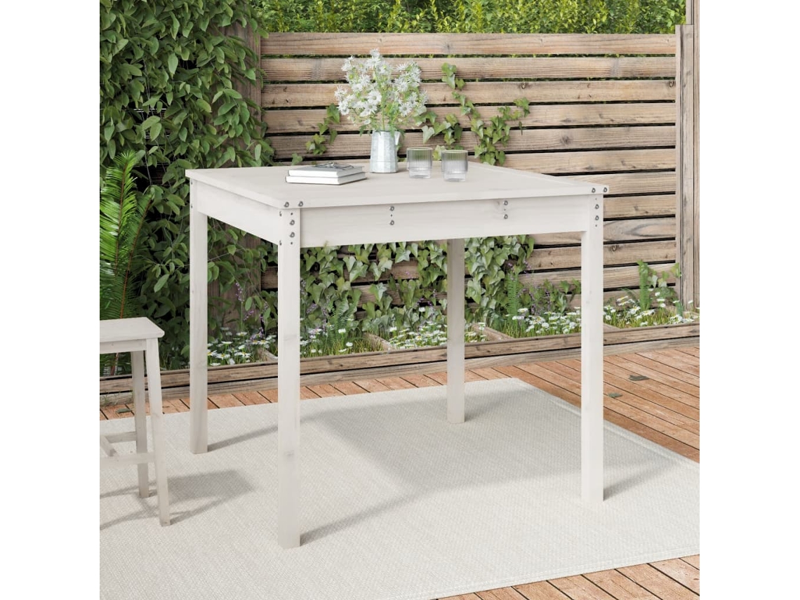 Vidaxl Mesa De Jardim 82,5x82,5x76 Cm Madeira De Pinho Maciça Branco