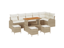 Conjunto 10 Sofá De Jardim Vidaxl Bege Vime Pe (110 X 55 X 71 Cm)