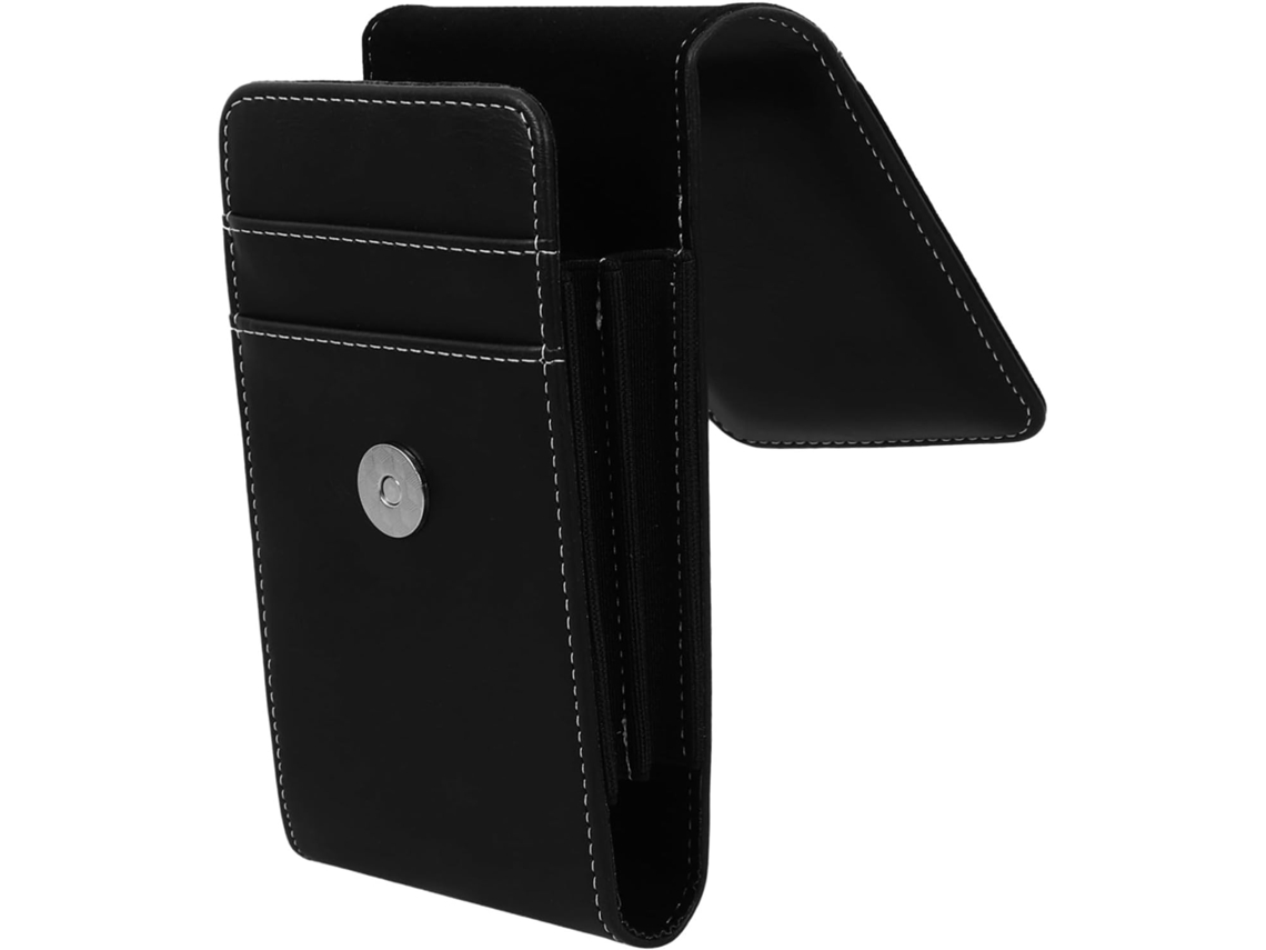 Bolsa Dupla Para Celular Masculina, Em Pu Preto.