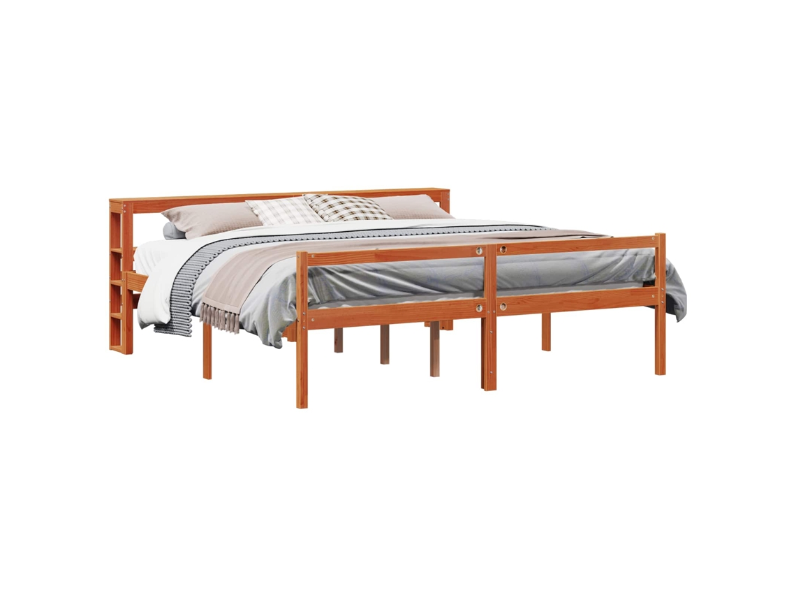 Cama De Casal | Camas Para Quarto | Estrutura Da Cama 2 Pcs Marrom Cera Madeira De Pinho Sólido