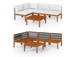 Maison Exclusive - Conjunto De Jardim Com 5 Peças E Almofadas, Creme, 63x63 Cm
