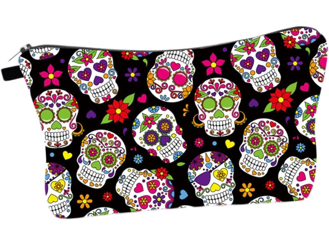 Bolsa Impermeável Com Estampa De Caveira Para Mulheres, Nécessaire De Viagem Para Cosméticos.