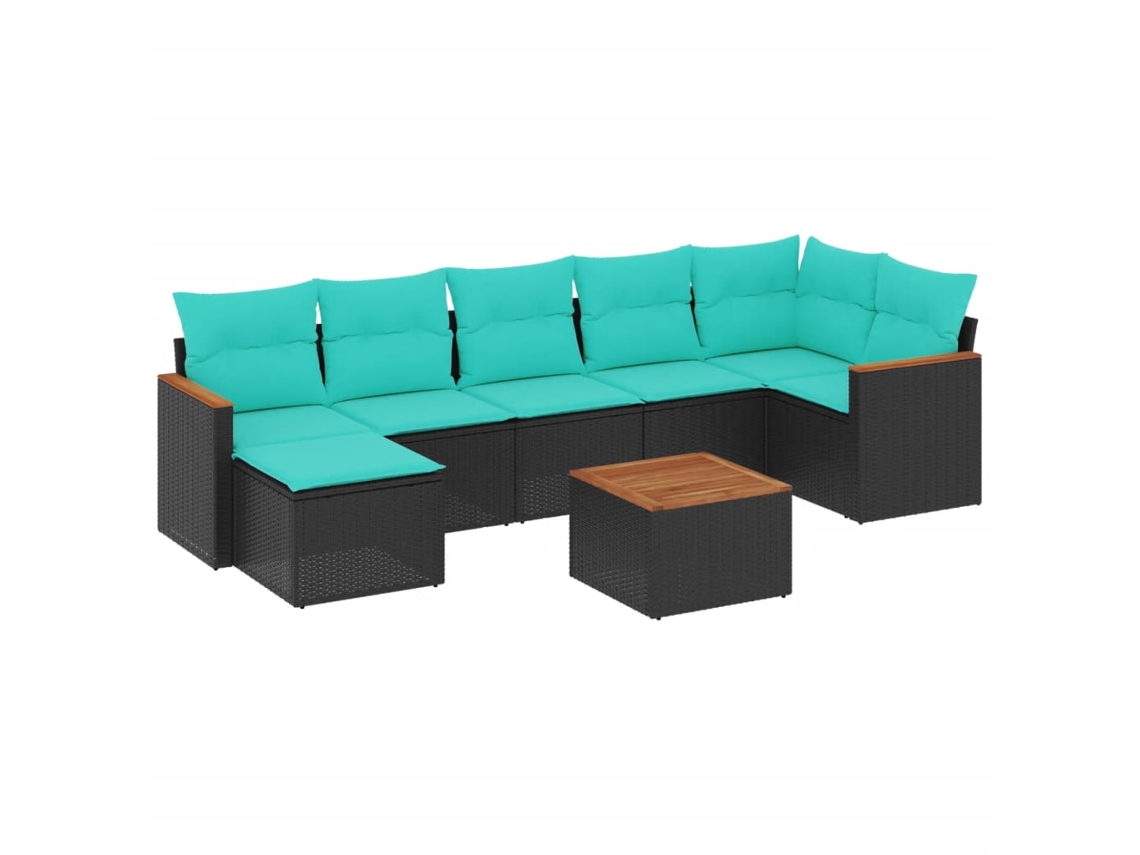 Conjunto de Sofá de Jardim, 9 Peças, Almofadas, Rattan Marrom MAISON EXCLUSIVE