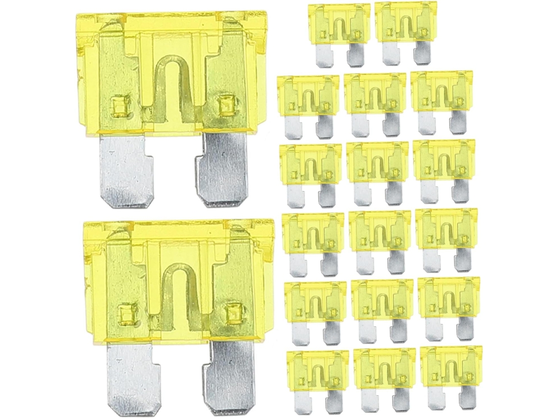 Fusíveis De Proteção Contra Sobrecorrente Para Carros, Pacote Com 100 Unidades, 20a, Plástico Amarelo.