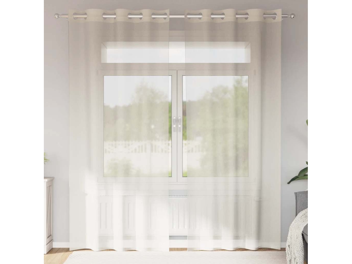 Vidaxl Cortinas De Voile Com Ilhós 2 Pcs Creme 140x225 Cm