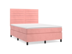 Cama com Molas/colchão 140x200 Cm Veludo Rosa MAISON EXCLUSIVE