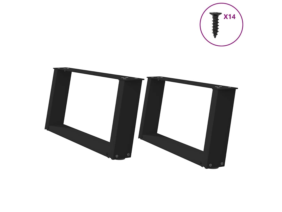 Vidaxl Pés Para Mesa De Centro Em Formato De U, 2 Peças, Preto, 60x(30-31) Cm, Aço