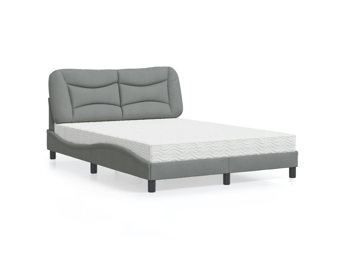 Vidaxl Cama com Colchão Hvar 120x200 Cm Tecido Cinza claro