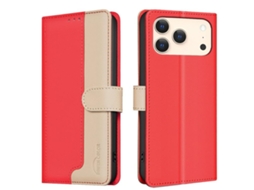 Capa De Couro Para Iphone 17 Pro Com Cores Combinando E Proteção Rfid Antirroubo.