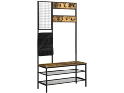 Guarda-roupa Industrial Com Banco Sapateira Ganchos Organizador