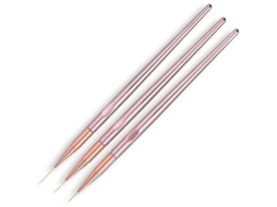 Conjunto de 3 Pincéis Redondos de Ouro Rosa para Arte de Unhas Profissionais Uv Gel 3d