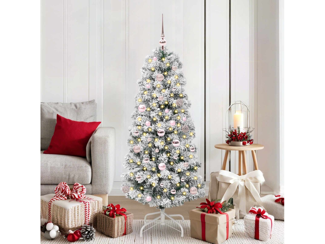 Vidaxl Árvore De Natal Articulada Artificial Verde E Branco 150 Cm