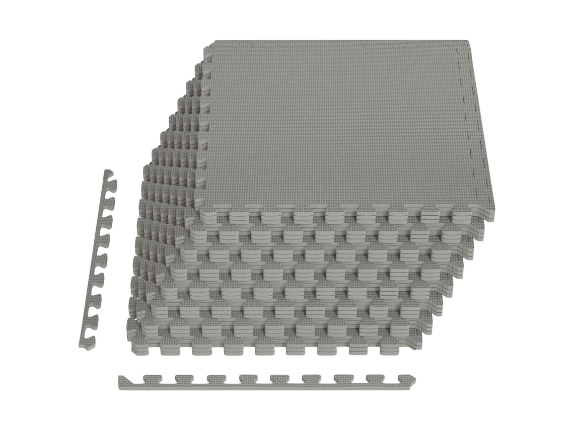 Conjunto 24 Mats De Quebra-cabeça Interligados Vidaxl Cinzento Espuma (8,64 M²)