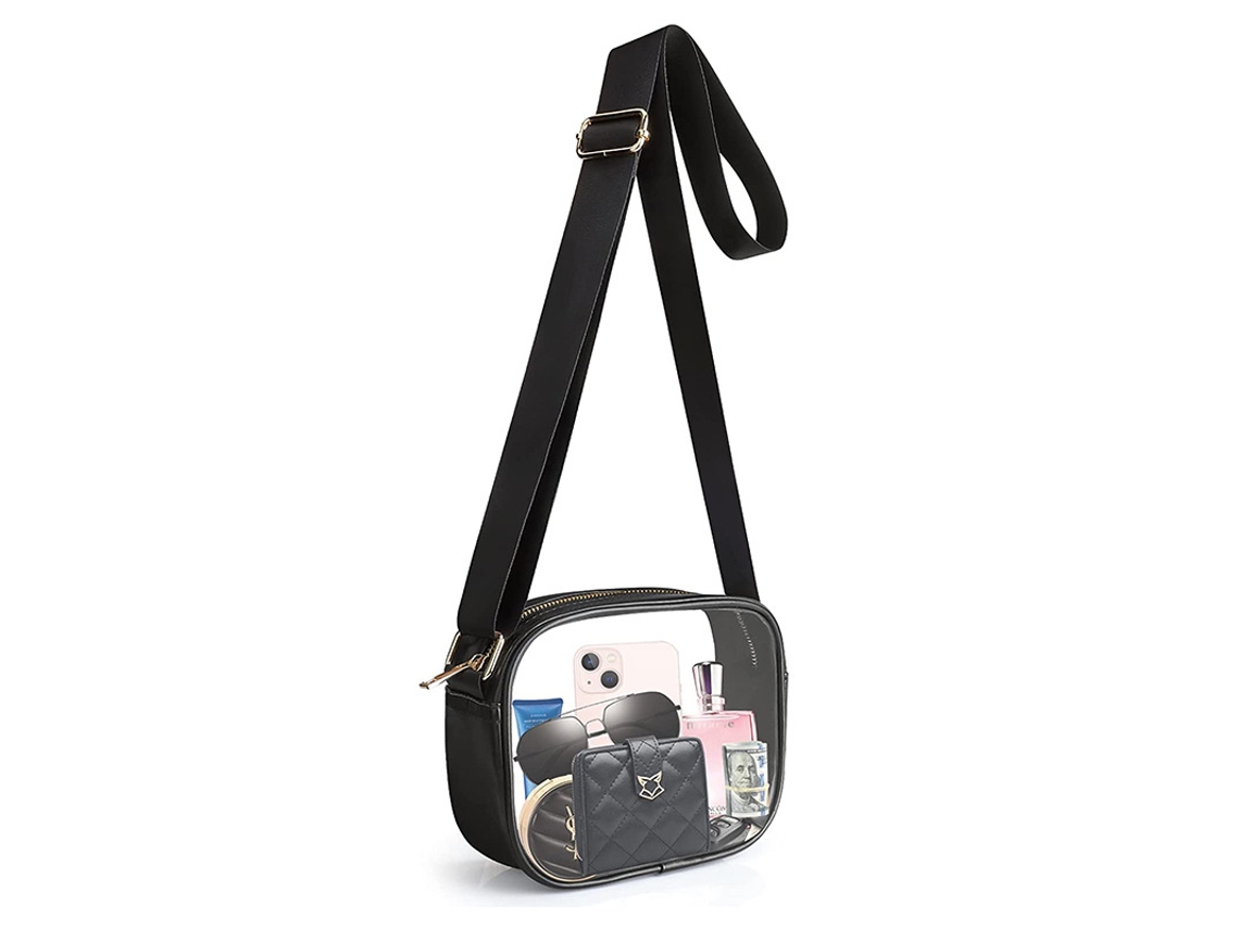 Bolsa de Ombro Transparente em Pvc, Bolsa de Armazenamento Impermeável para Viagens Ao Ar Livre. preto Alça de Ombro Única YUNZII
