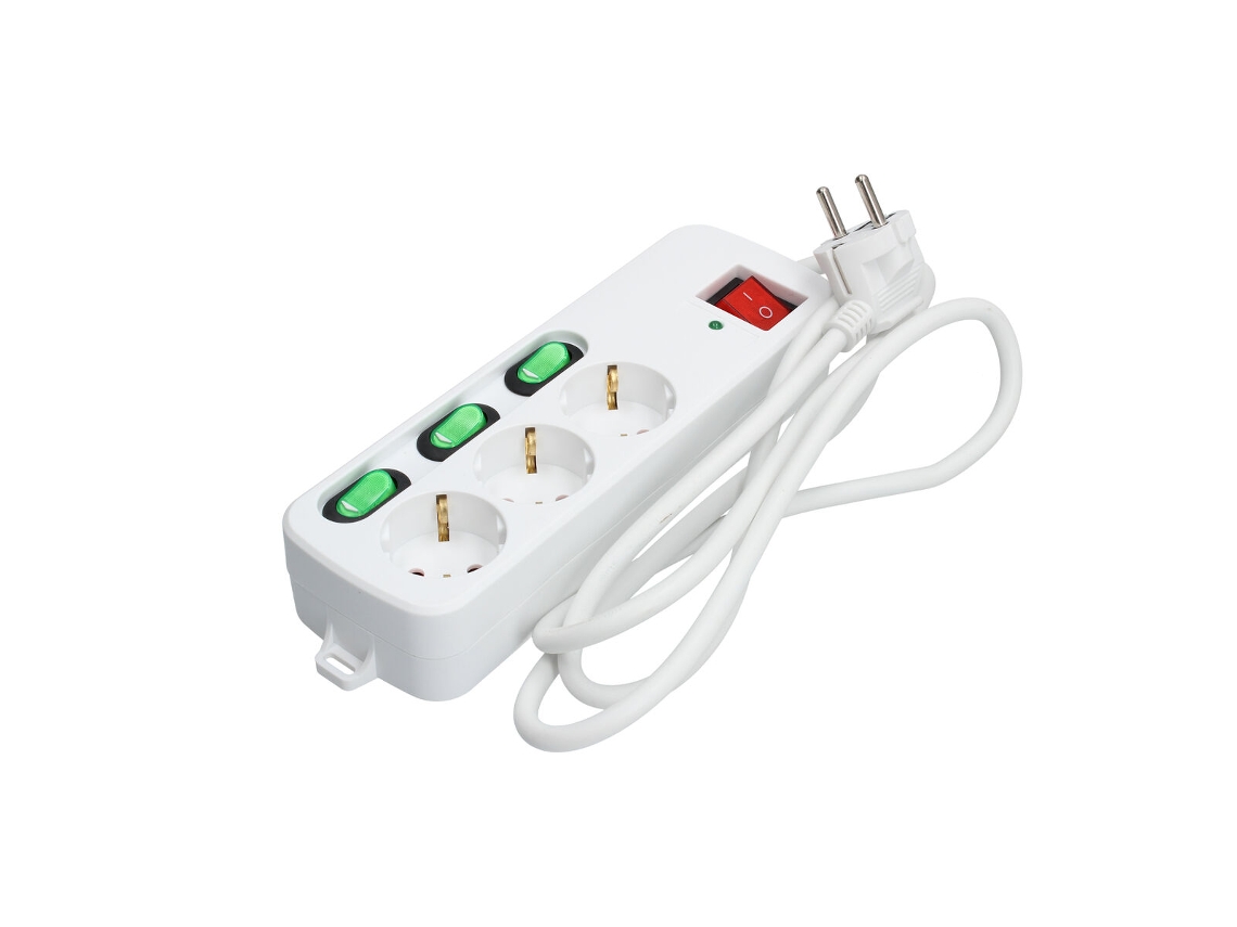 Extensão Com 3 Tomadas Com Interruptor Tm Electron Tmuad553 (branco 3680 W 3 Schuko)