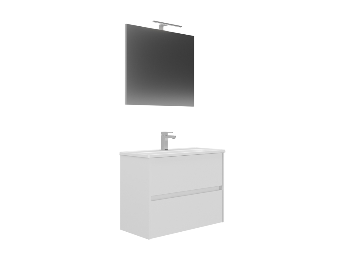 Conjunto De Móvel Lova De Casa De Banho Com Lavatório E Espelho Branco Venprodin