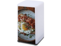 Abajur de mesa pequeno com estampa de ovo e bacon, fácil de usar, luz suave, ideal para sala de estar.